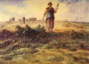 Jean-Franc Millet A Shepherdess and her Flock Watercolour heightened with white oil painting picture wholesale